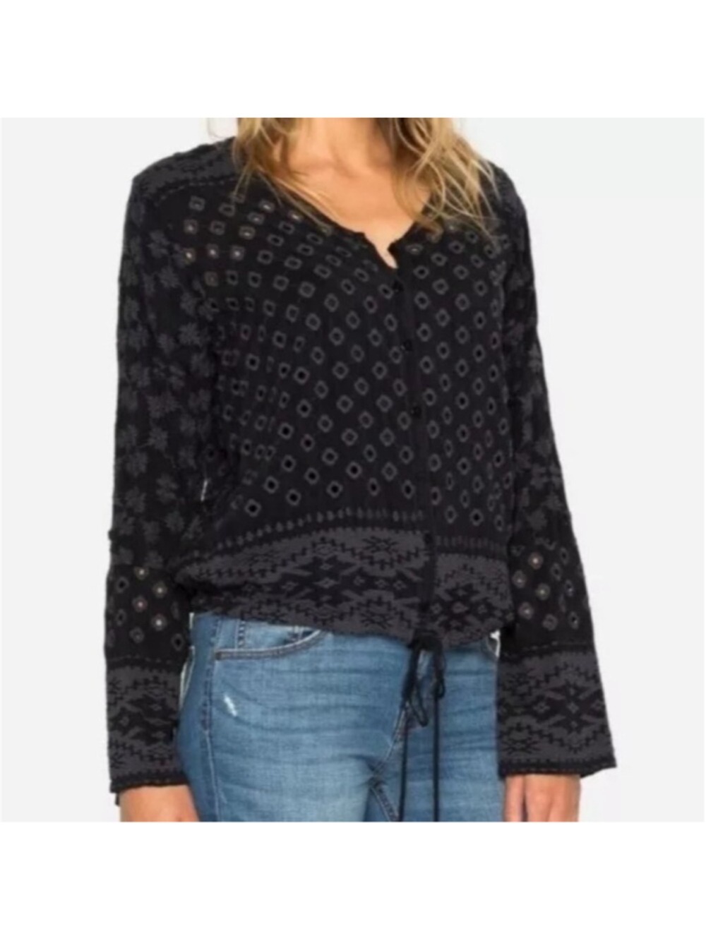 Johnny Was Black embroidered top size small